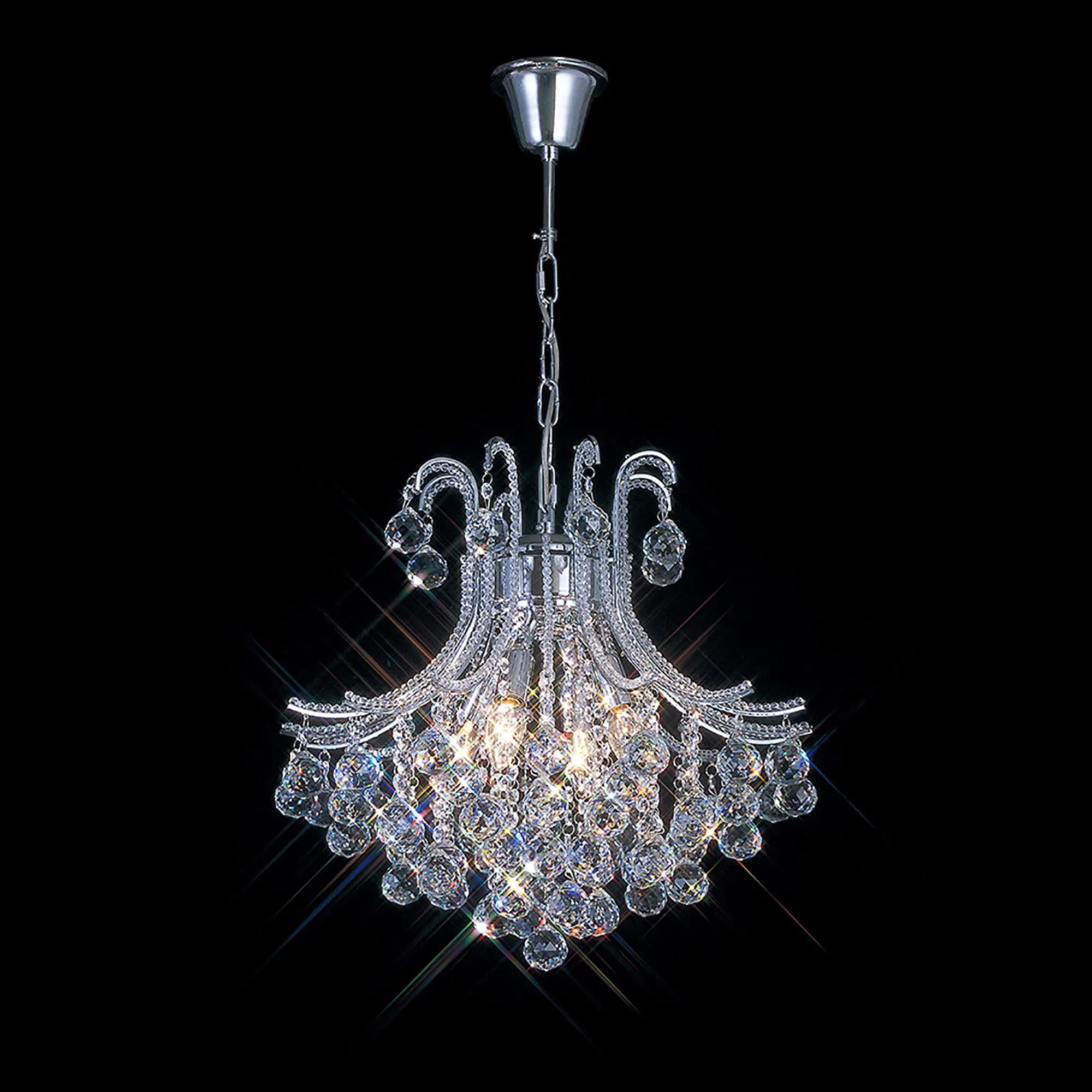 IL30016  Bask Crystal Chandelier 4 Light Polished Chrome